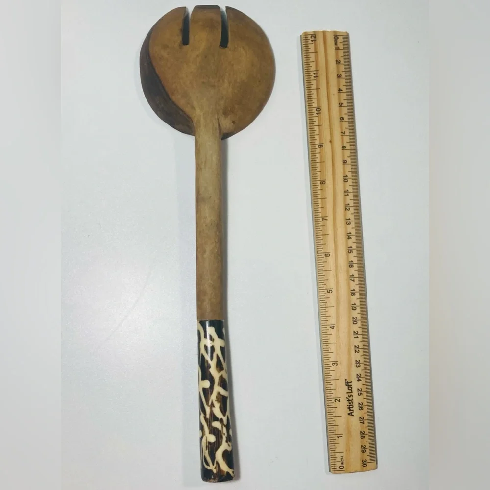 5 for $10:‎ Handcrafted Wooden Serving Spoon with Black, Brown Accents 4” x 13”